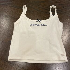 “Wonderful Times” Classic White Tank Crop Top